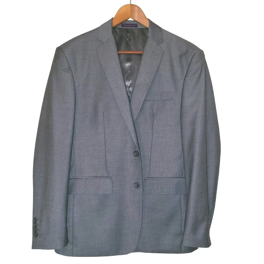 Vinci 2-Button Grey Classic Tailored Suit Jacket Blazer 42R - Picture 2 of 14